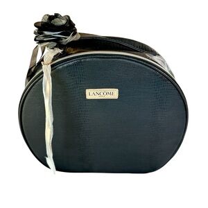 NWT Lancome Paris 12" Black Round “The Parisian Holiday” Zipper Makeup Case